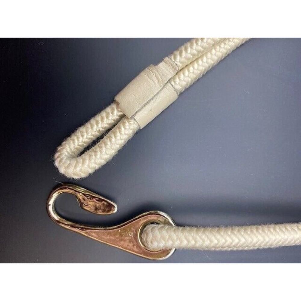 USED Vintage Cream/Off White Braided Woven Cord Belt with pearl & gold detailing - Picture 6 of 8